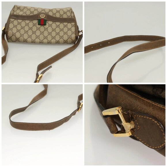 GUCCI GG Supreme Web Sherry Line Bag PVC Beige Gold 904 02 08 Auth 129908 - Picture 16 of 16